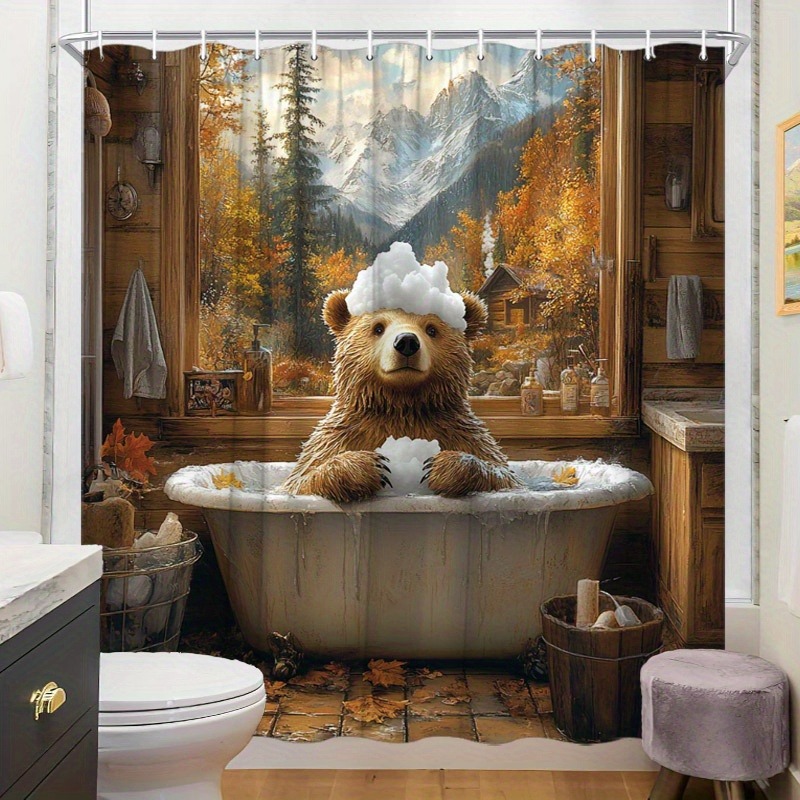 SHEIN comercio electrónico transfronterizo cortina de ducha de poliéster diseño de bañera de garra de oso oso esponjoso oso pardo Estados Unidos Europa América