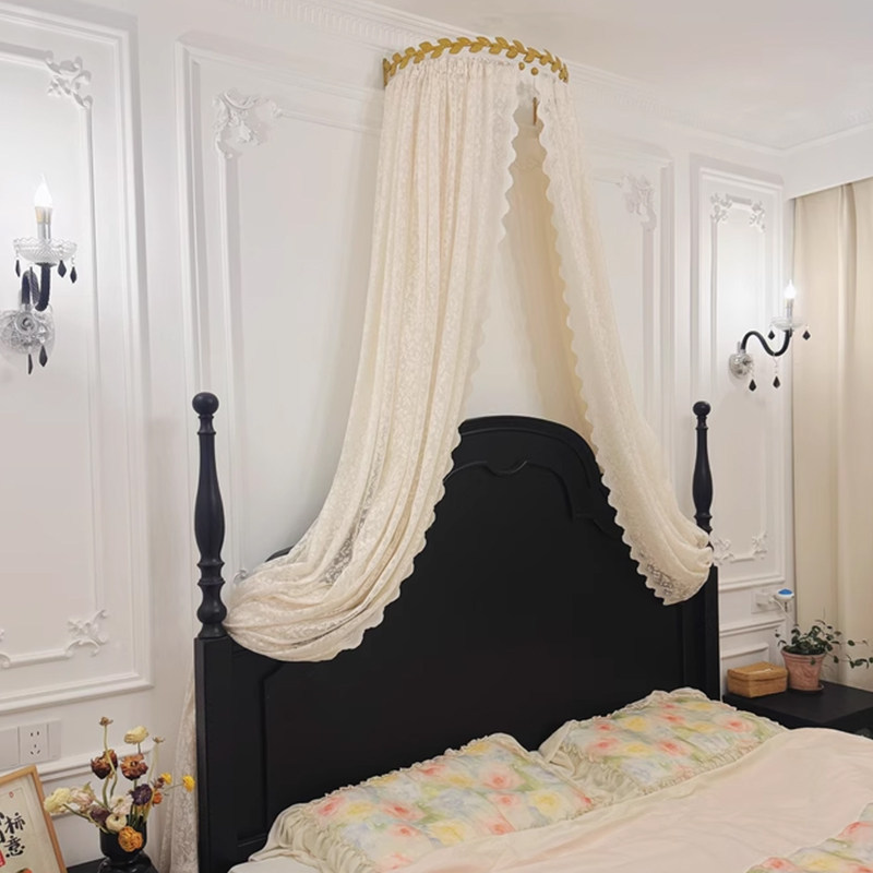 2025 New Original Brass Bed Curtain, French Door Curtain, Lace Curtain, Princess Korean-Style Bed Curtain