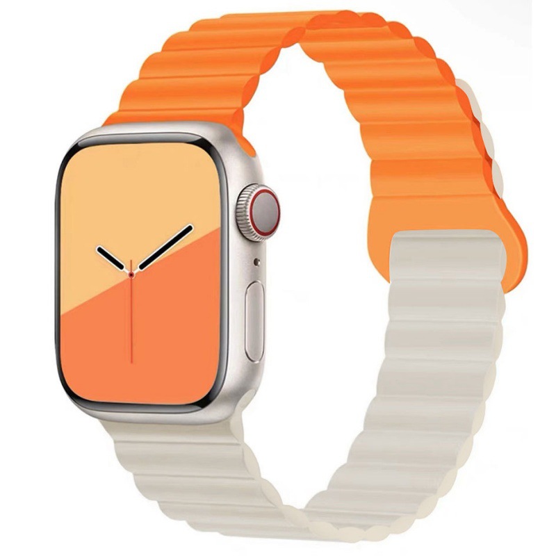 Correa de reloj de silicona bicolor adecuada para Apple iwatchs11, correa de reloj inteligente s10ultra con hebilla magnética