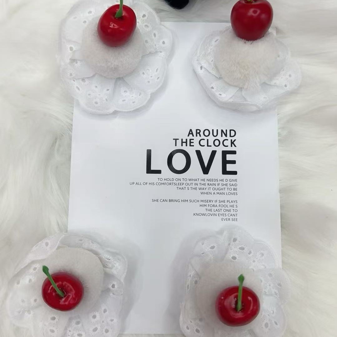 小樱桃蛋糕卡通饰品配件冰激凌毛球蕾丝花边饰品 diy鞋花发夹装饰