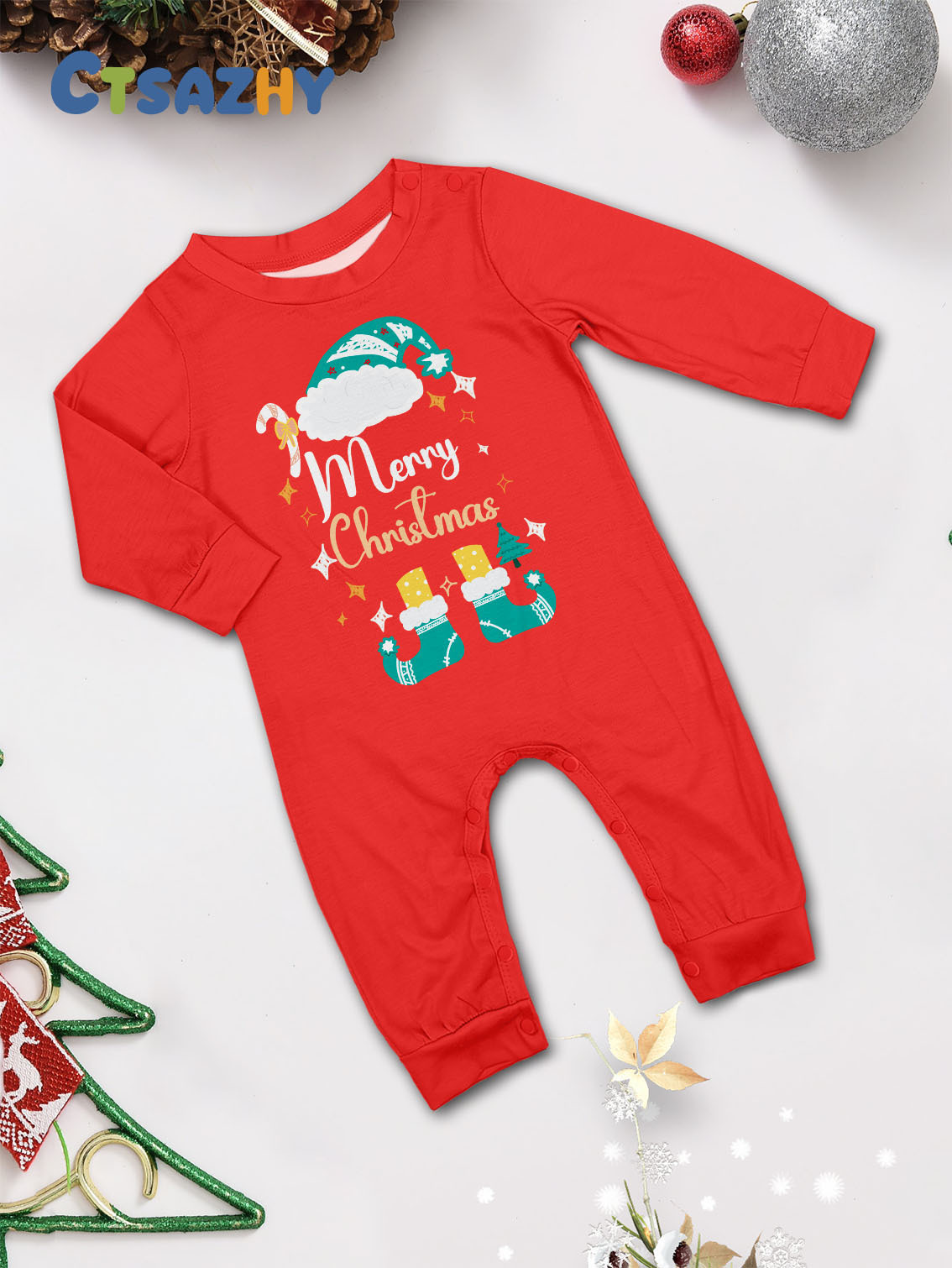 Kerstmis Santa Crutch Letter Kerstmis Familie pak bedrukte homewear pyjama_voghion.com