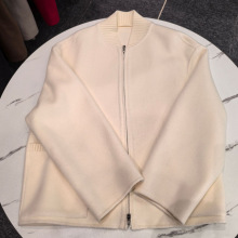 LP针织拼接双面羊绒羊毛大衣女短款新款小个子毛呢外套夹克