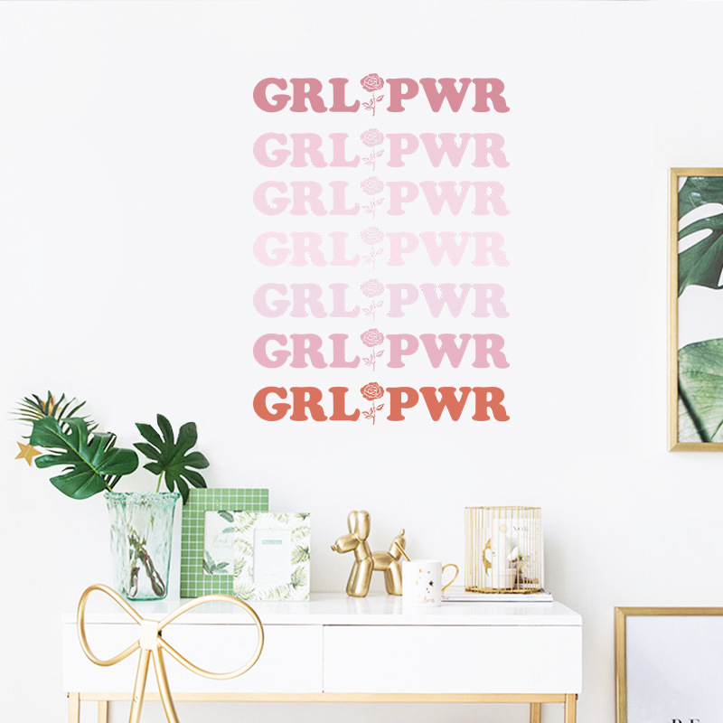 Nouvelle Mode Simple Anglais Grlpwr Stickers Muraux De Chambre À Coucher display picture 5