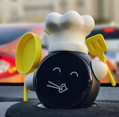 NIO Nomi decorative hat for car, funny and creative car interior accessory, 3D printed (Car ornaments) - nomi-little-chef-frying-pan-spatula-comes-with-a-free-fried-egg-robot-not-included