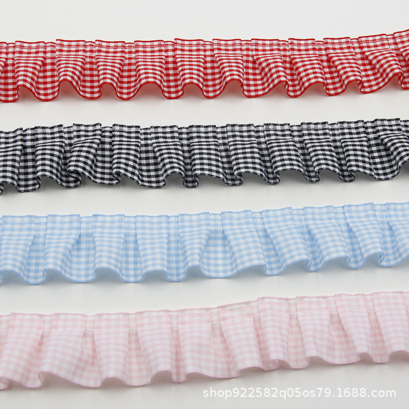 4cm High Quality Plaid Lotus Leaf Lace diy Handmade Hat Skirt Hem Cuff Fabric Support Fan Material 4cm High Quality Plaid Lotus Leaf Lace diy Handmade Hat Skirt Hem Cuff Fabric Support Fan Material