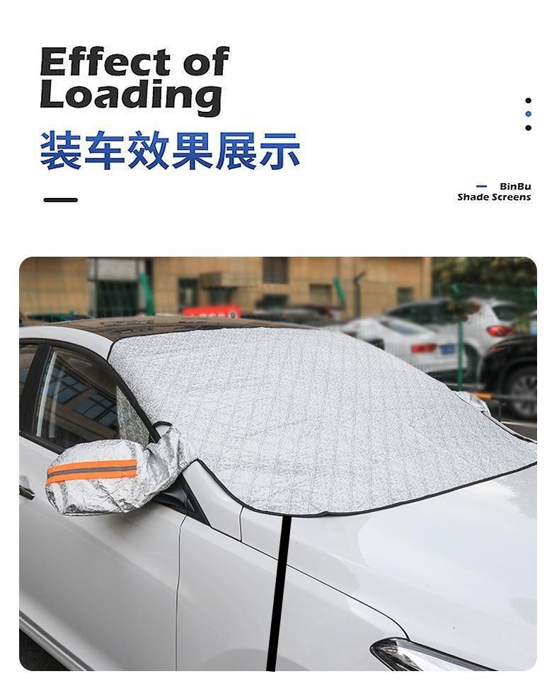[Upgraded Thickeneded with Windproof Rope] Car Snow Cover, Sun Protection, Snow and Dust Protection Car Cover Half Body Cover