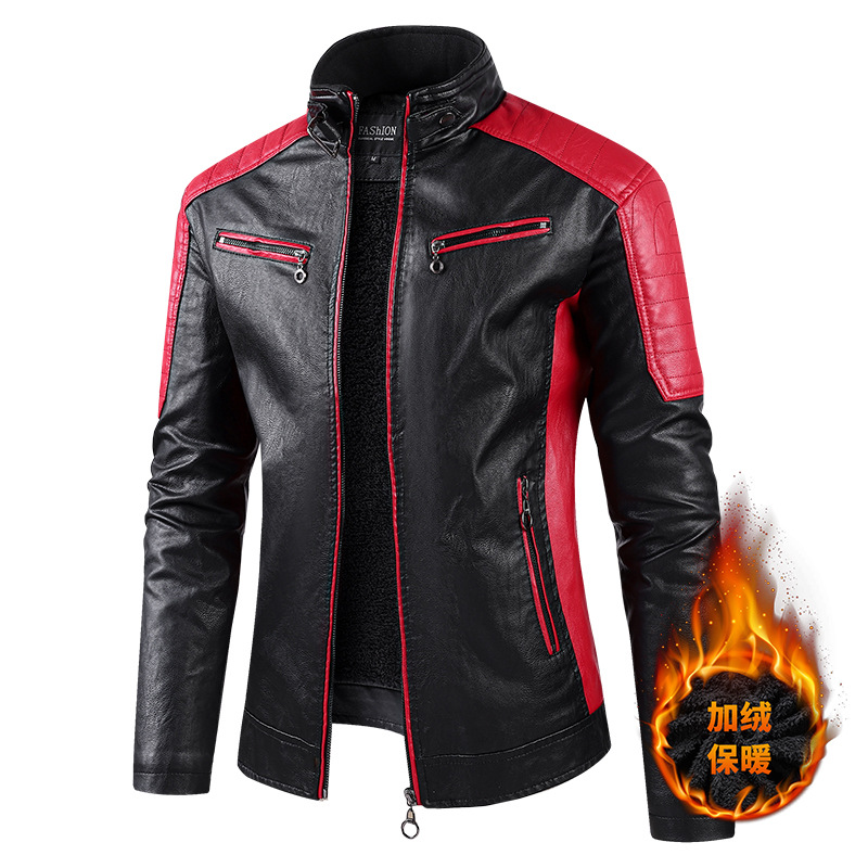 Europa y Estados Unidos chaqueta de cuero hombre comercio exterior transfronterizo amazon hombre collar zipper empalme
