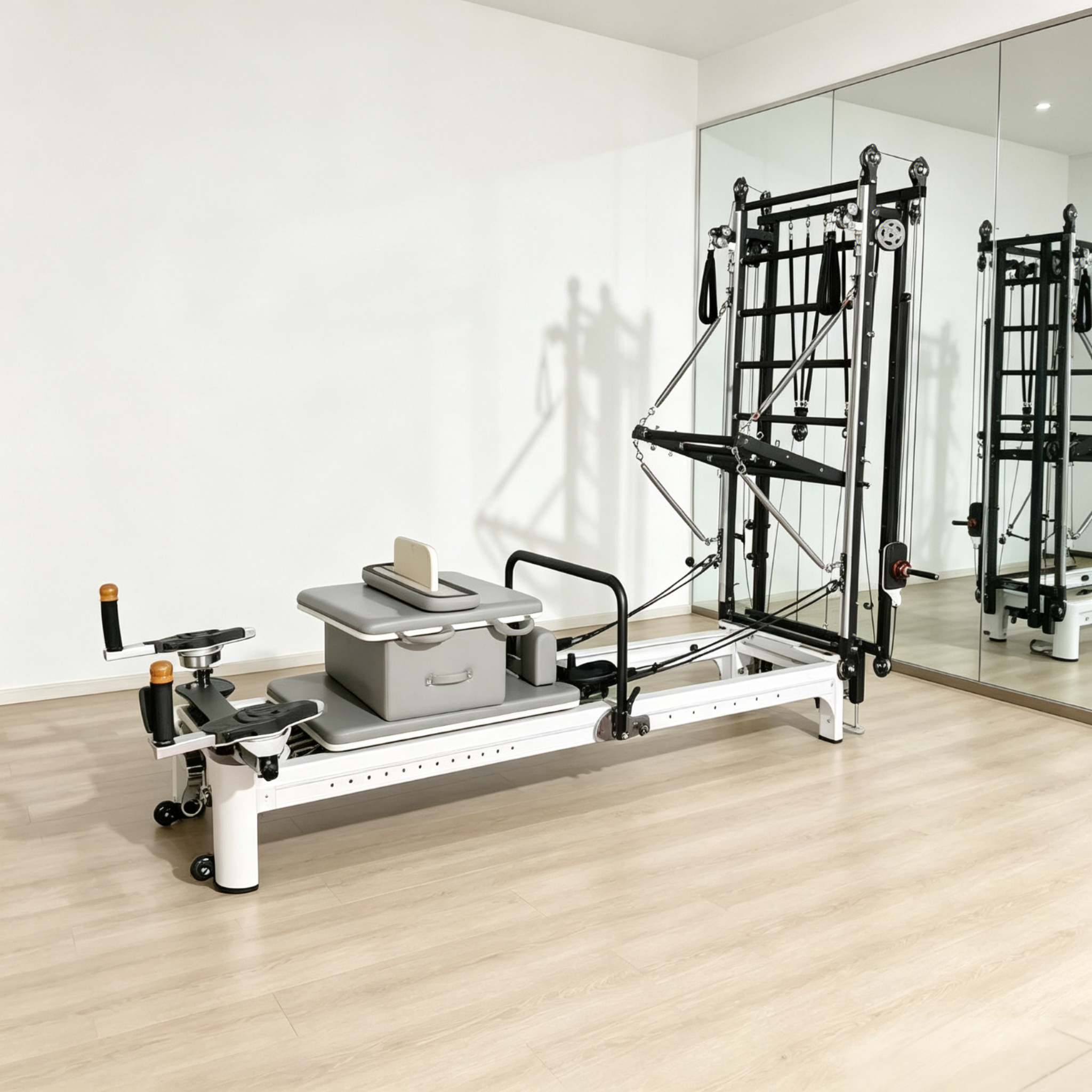 Pilates Core Bed with Full Track and New Power Spiral Tower, can be equipped with weights, multi-functional training equipment