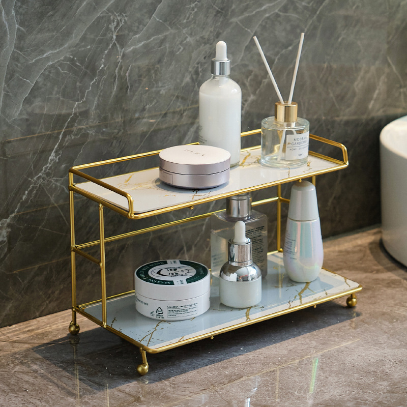 [Premium Selection] Light Luxury Bathroom Storage Rack, Washroom Vanity Cosmetic Shelf, Toilet Handwashing Storage Rack