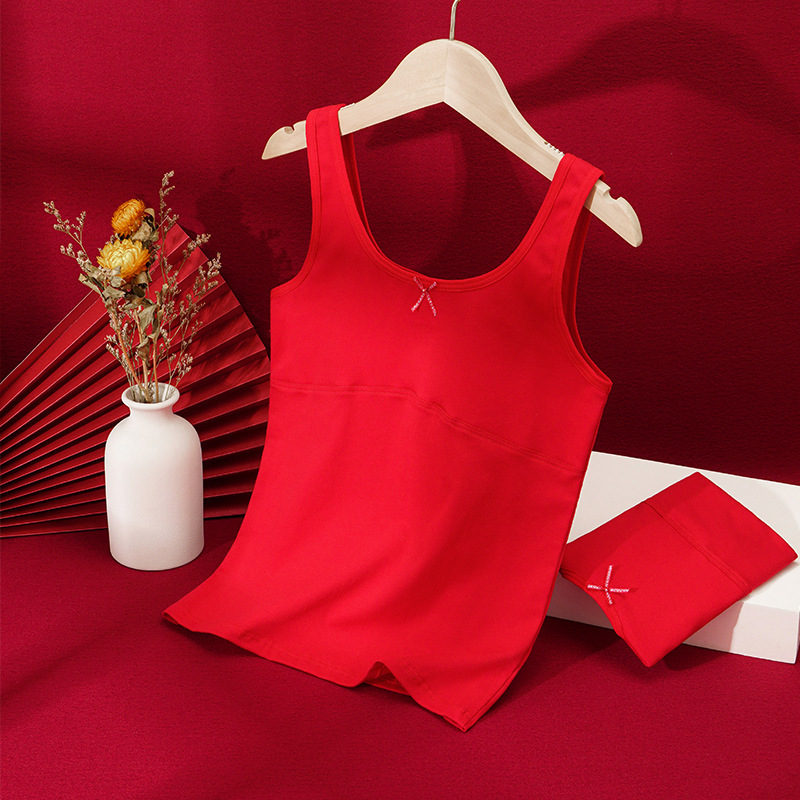 Ropa interior infantil de color rojo para el año de nacimiento, adecuada para niñas en la etapa de desarrollo, sujetador tipo chaleco transpirable y cómodo para niñas.
