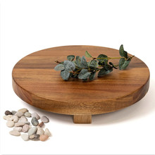 相思木圆形收纳盘客厅多肉盆栽置物架创意桌面糕点陈列展示架
