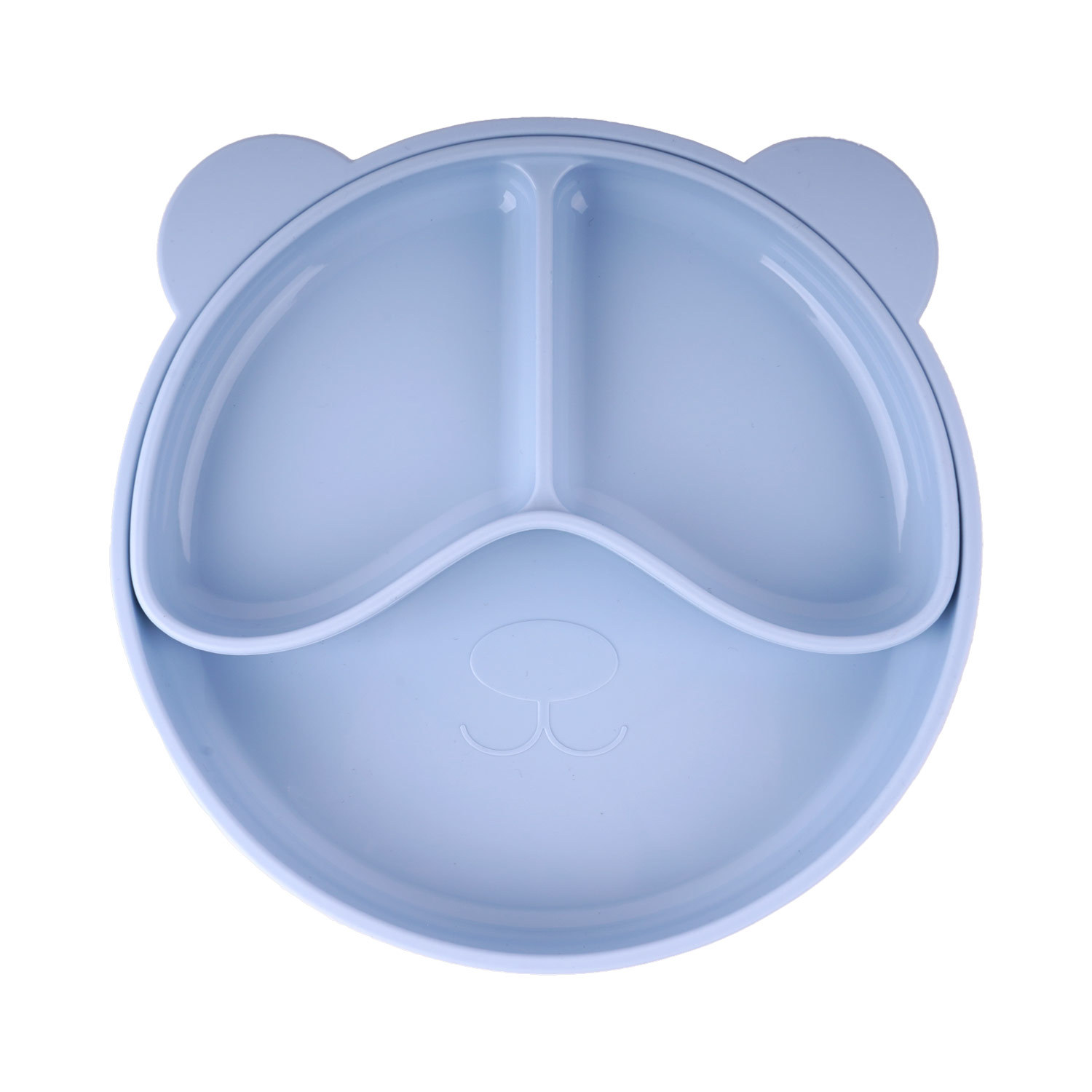 Tazón para niños de silicona de Amazon estilo explosivo Tazón de ventosa con base antideslizante Tazón de alimentos para bebés Vajilla dividida integrada