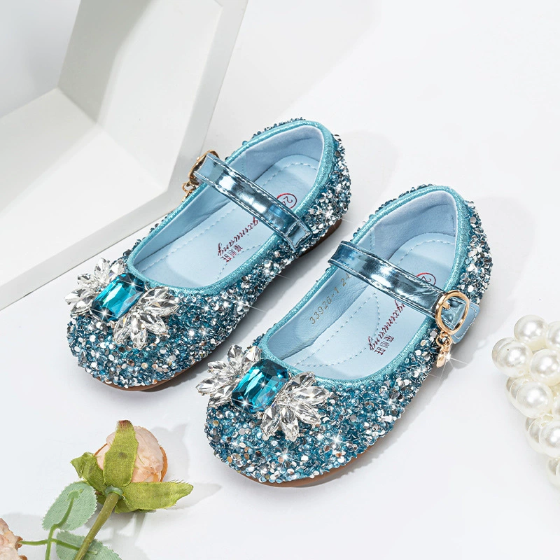 Обувь принцессы для девочек Asha хрустальные туфли весной и осенью новые блестящие кроссовки с бриллиантами на мягкой подошве детские кожаные туфли для маленьких девочек одиночные туфли