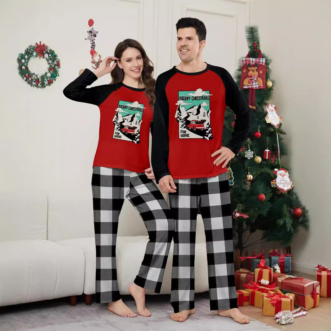 Weihnachtsbaum Auto Plaid Weihnachten Familie Druck Hause Kleidung Pyjamas_voghion.com