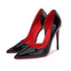 2024 Spring Patent Leather Black Red Bottom Stiletto Heel High Heels Sexy Niche Elegant 10cm Side Empty Shoes for Women