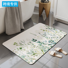 跨境ins風浴室吸水地墊家用輕奢花朵衛生間防滑腳墊廁所速干門墊
