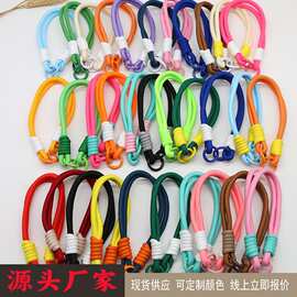 简约ins拼色编织绳短款手机挂绳ccd相机挂件手提挂饰男女腕带双扣