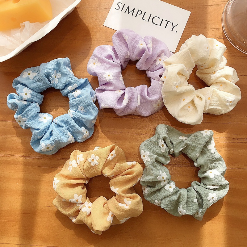 Women's Fashion Flower Cloth Pleated Hair Tie display picture 4