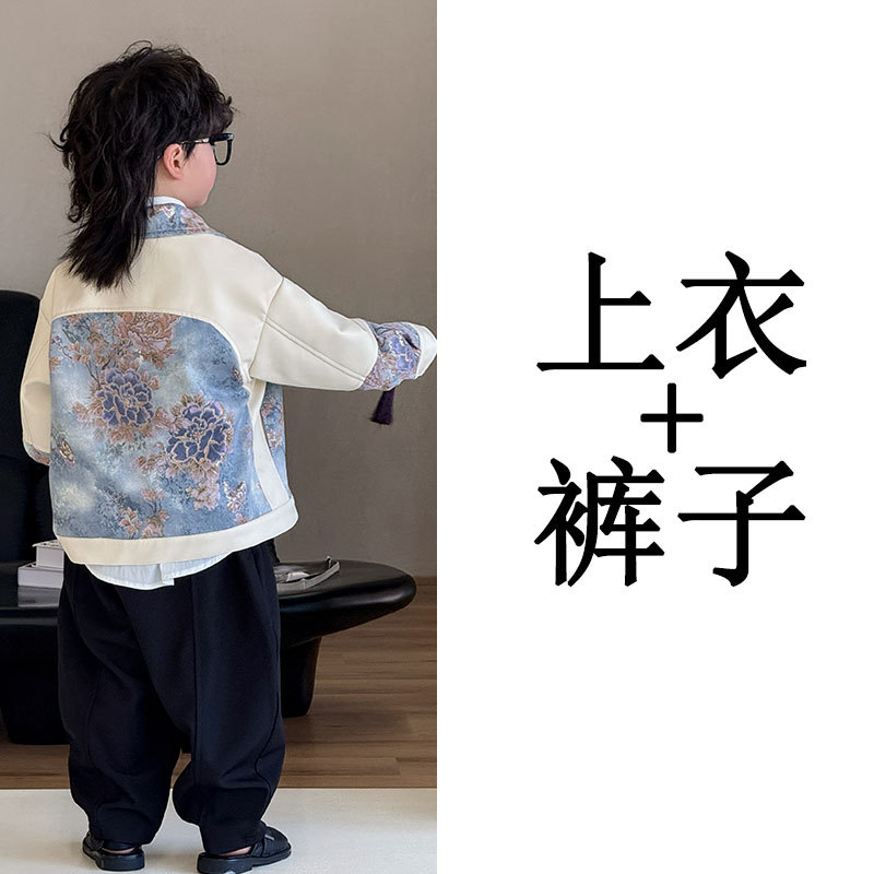 Комплект из двух предметов (25166 кожаная куртка с лацканами + 25123 черные брюки)