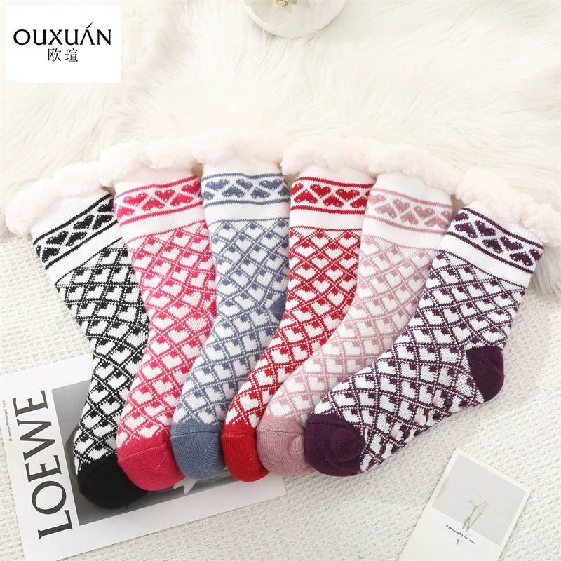 Женские напольные носки в форме ромба Клетчатые теплые дозирующие Нескользящие трансграничные Европа и Америка Южная Африка Южная Америка Россия