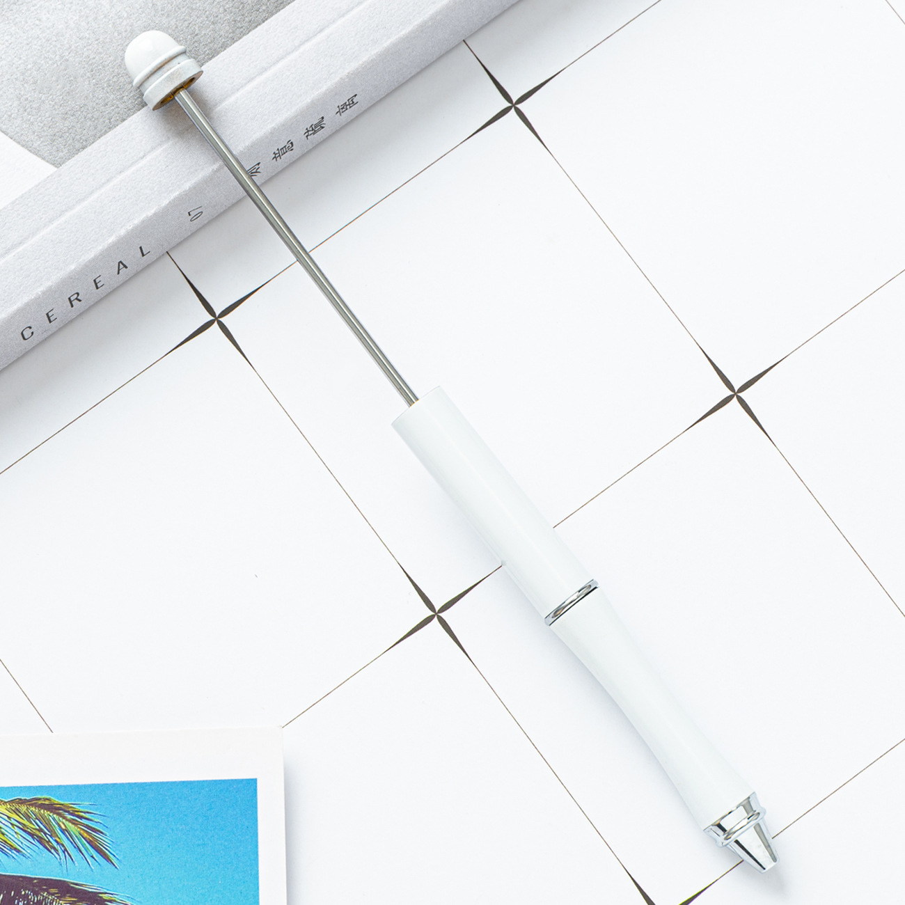 Pluma de cuentas de metal en stock al por mayor creativo con cuentas bolígrafo DIY bolígrafo personalidad metal DIY pluma con cuentas