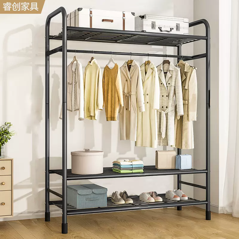 家用柜式晾衣架简易卧室衣帽架落地式阳台挂衣架客厅衣服收纳架子
