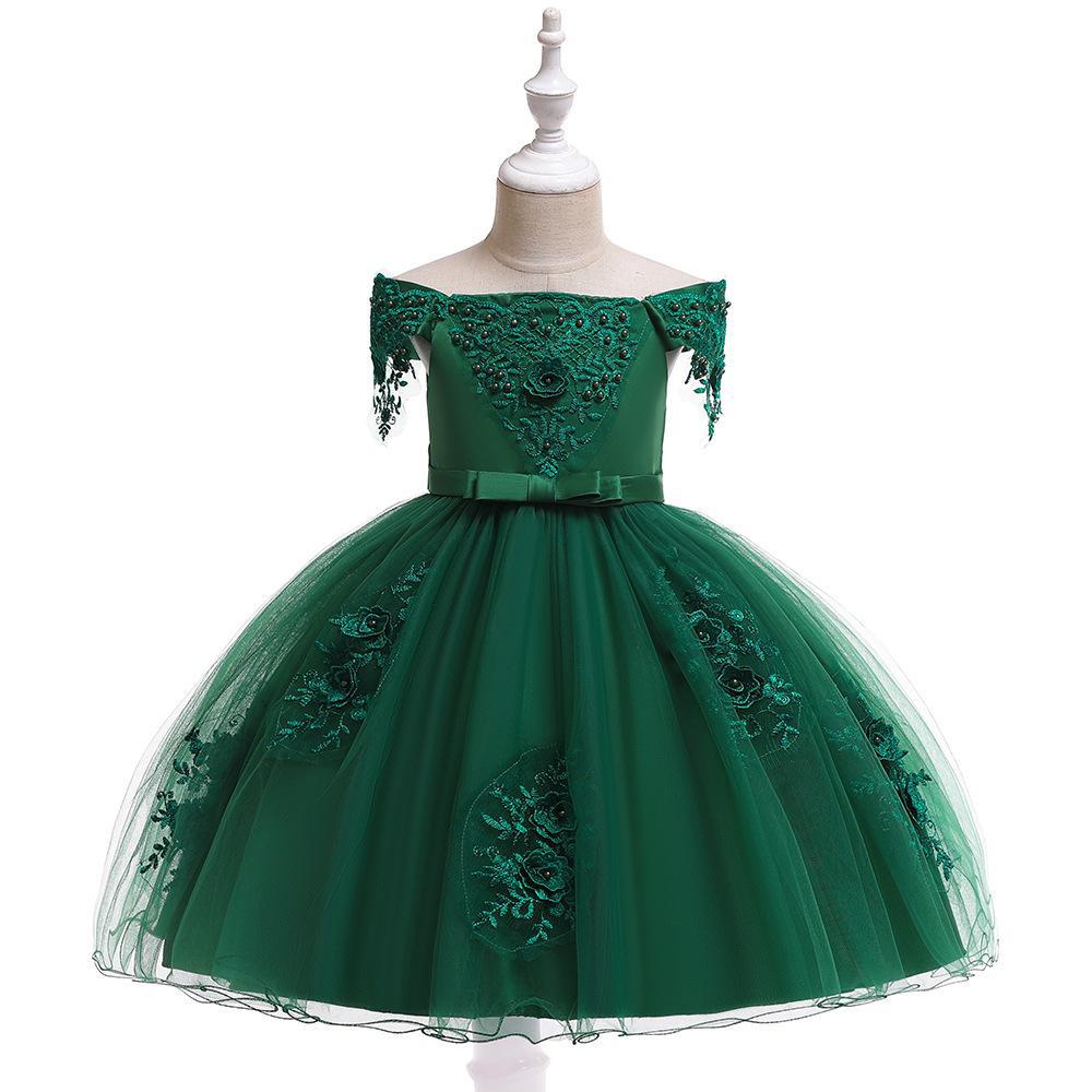 Vestido de novia infantil de nuevo estilo para niñas, vestido floral con cuentas y lazo, vestido de princesa con volantes para niña de las flores.