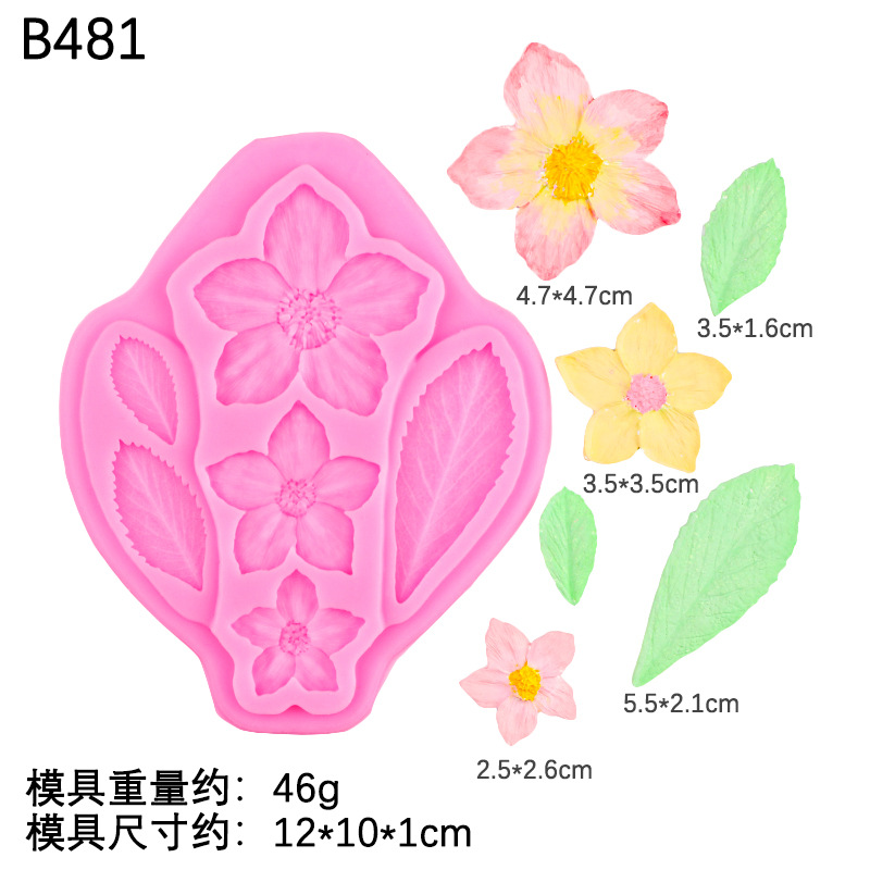 Flor fondant Frangipani Molde de silicona Decoración de pastel de hojas Mousse de chocolate Molde de fondant Molde de yeso de aromaterapia