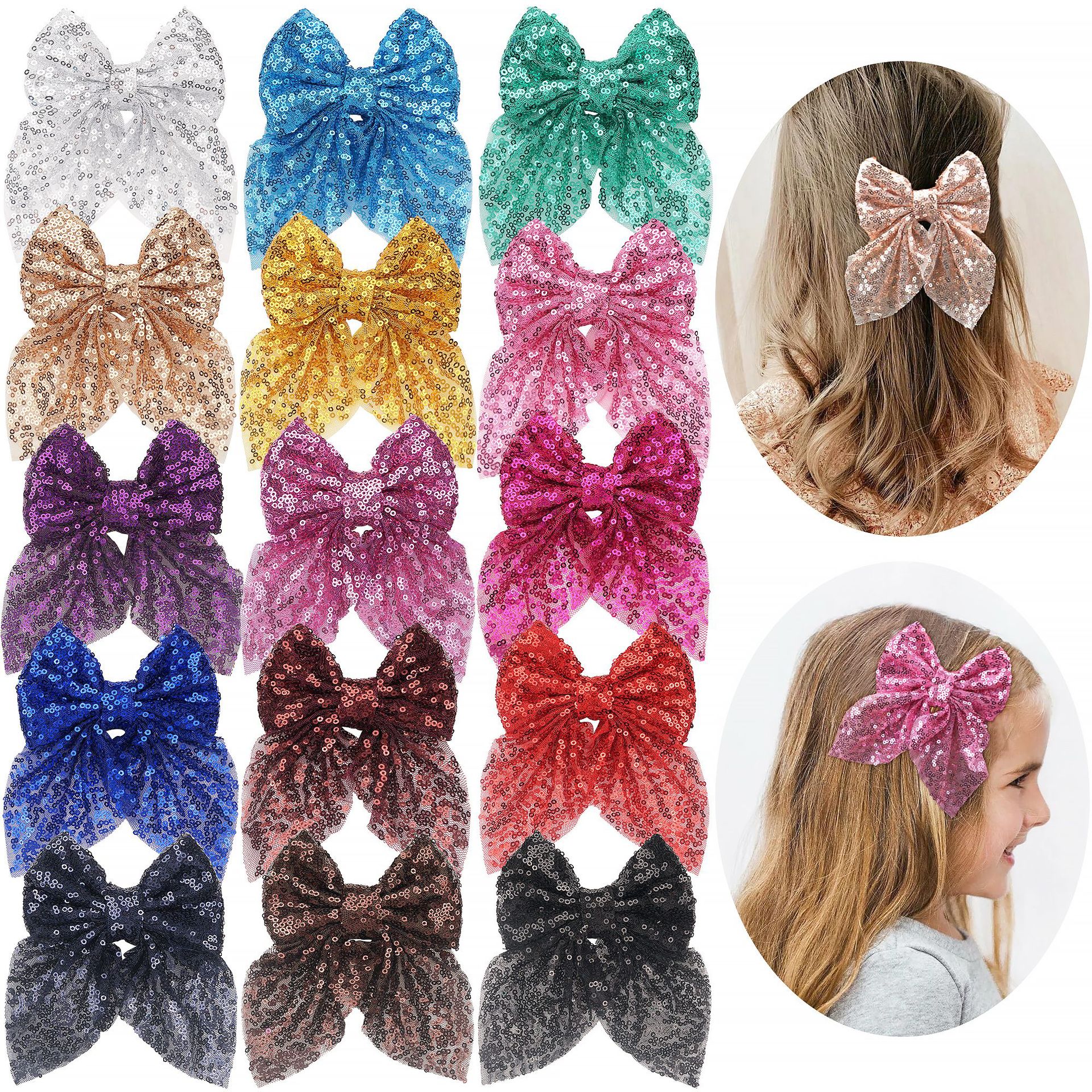Sweet Simple Style Bow Knot Sequin Handmade Hair Clip display picture 1