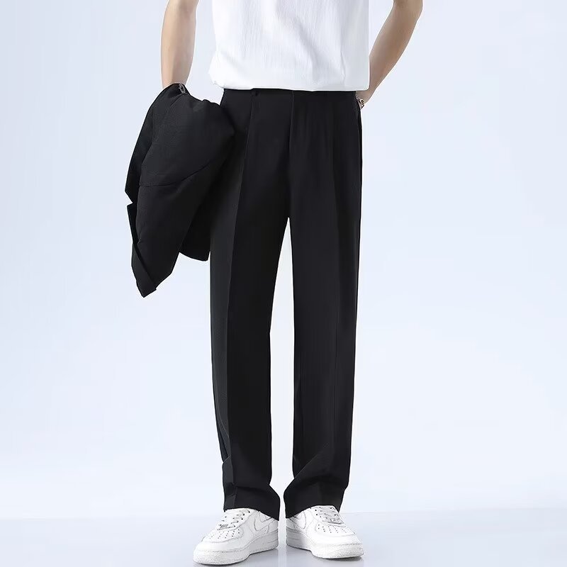 Pantalones casuales coreanos para hombres de verano delgados hielo delgado pantalones recto delgados pantalones profesionales formales sueltos pantalones largos