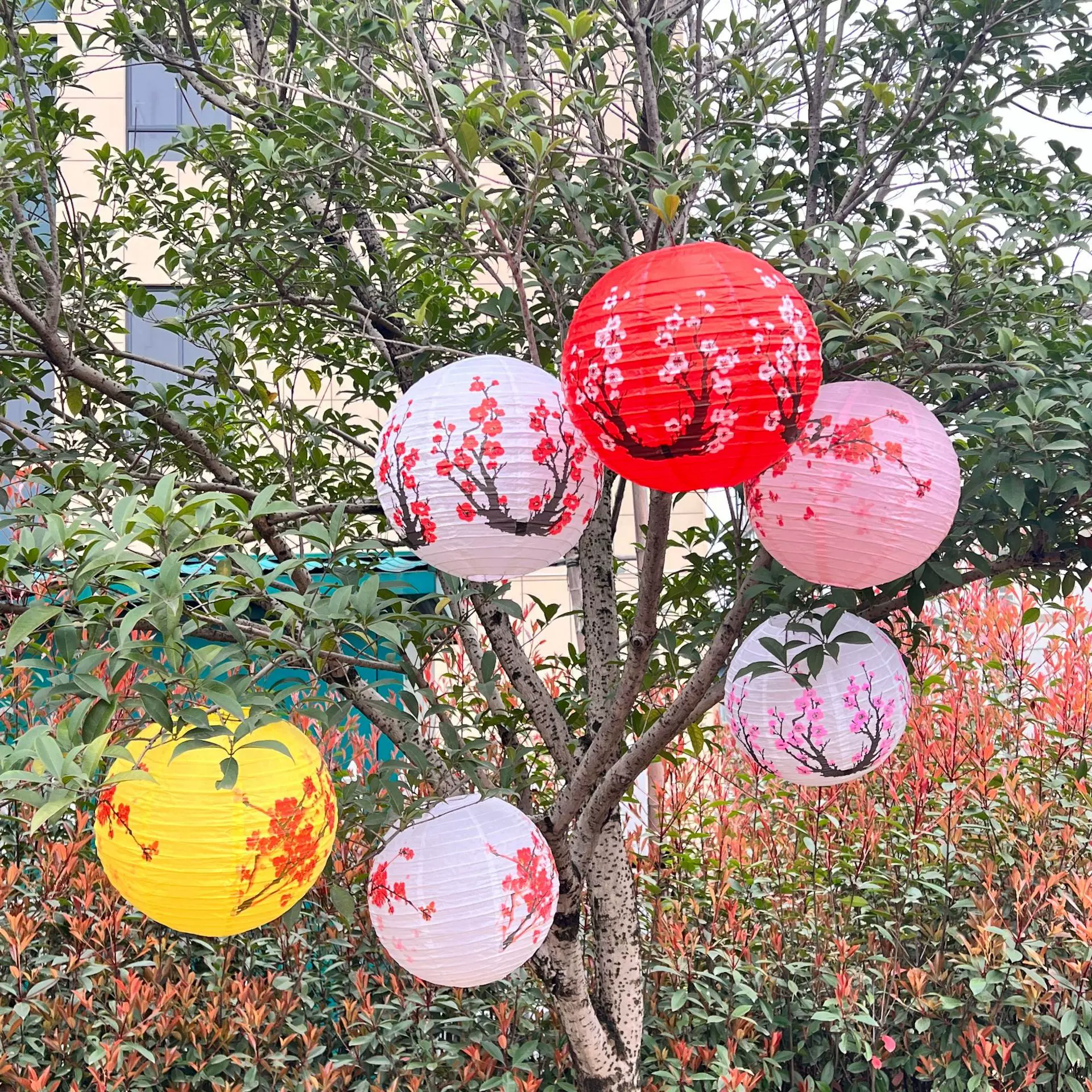 中秋节装饰灯笼商场氛围布置氛围布置广场门口树装饰8寸小纸灯笼