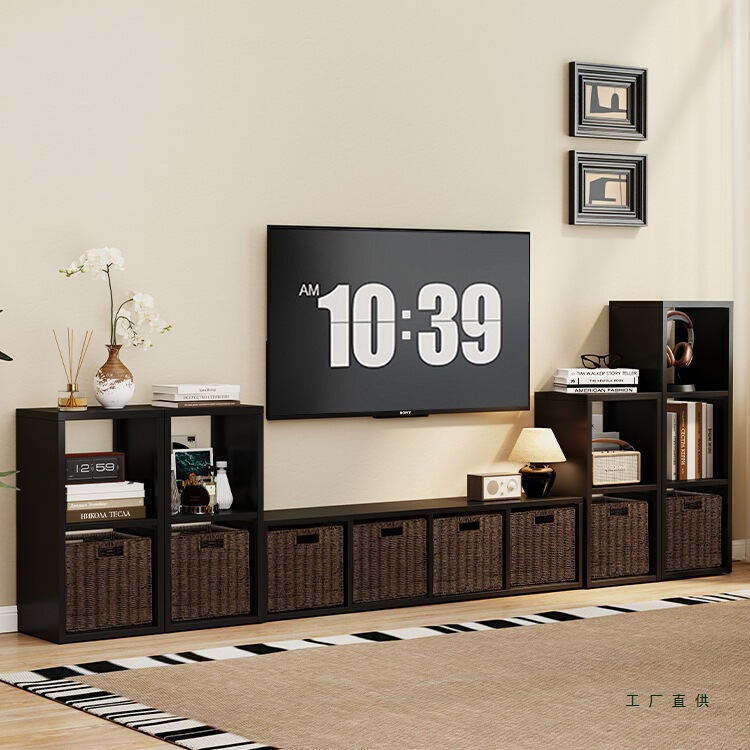 Home Floor-Standing Tv Cabinet Living Room Home Mid-Century Style Storage Storage Cabinet Integrated Wall Steel Cabinet