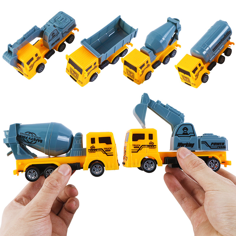 12.5cm gran camión de ingeniería de retorno 4 niños excavadora modelo de locomotora juguetes de regalo