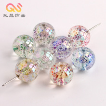 透明葱粉直孔圆珠镀彩DIY手串挂圈手机链亚克力饰品配件散珠批发