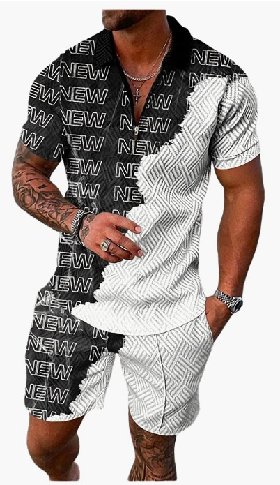 Nuevo europeo y americano transfronterizo de los hombres 3 Polo camisa traje de solapa de manga corta Jersey casual camiseta de los hombres de una sola pieza de entrega