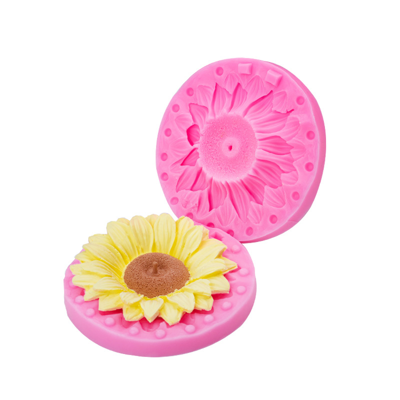 3D girasol sol clip molde de silicona DIY fondant cake creativo hornear vela yeso aromaterapia
