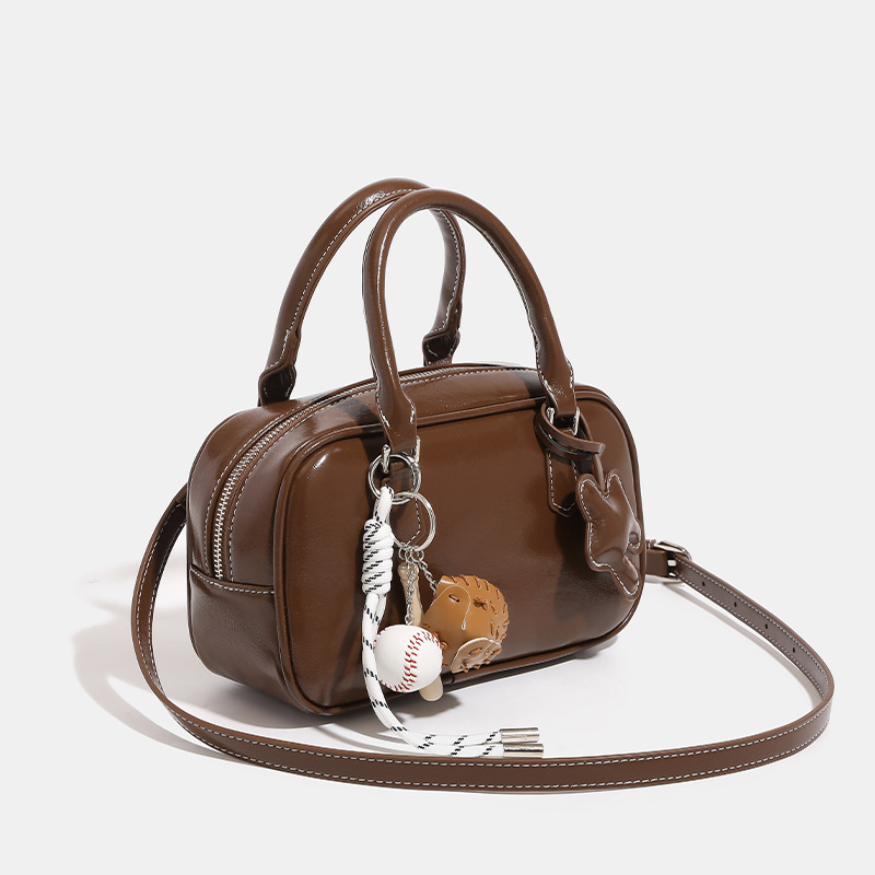 Bolso de tostado de textura avanzada bolso de boliche pequeño bolso de boliche mujer otoño e invierno nicho Boston bolso de hombro único mujer