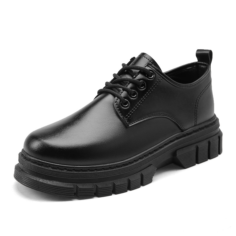 Otoño nuevos zapatos de cuero negros para hombres, zapatos de cuero para hombres, trabajo diario de negocios con suela gruesa y alta.