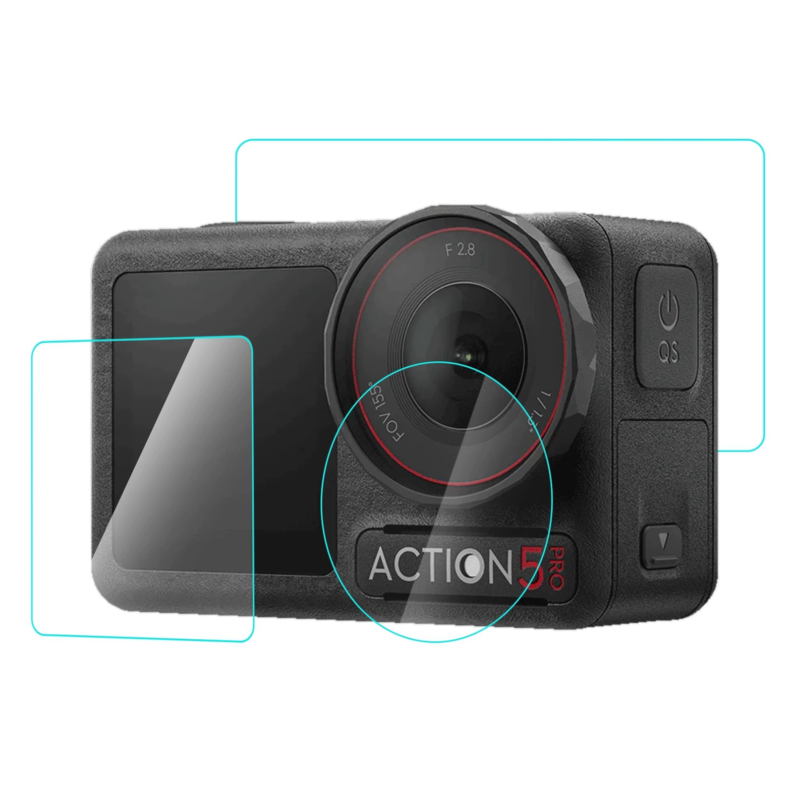Puluz жирная корова подходит для DJI Osmo Action 5 Pro объектив+передний и задний дисплей алмаз взрывостойкая мембрана