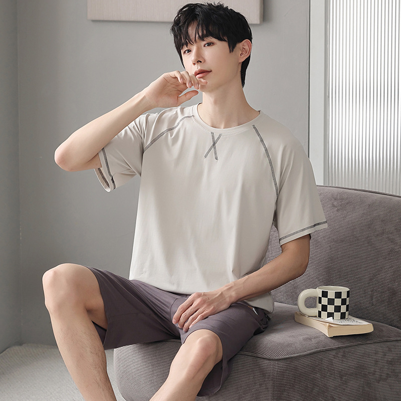 [Thin Cool feeling] verano hombres más tamaño homewear manga corta pantalones cortos pijamas traje modal de los hombres se puede usar fuera