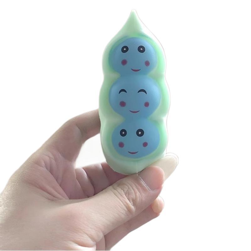 Cute guisante pellizco pellizco juguete de ventilación juguete descompresión caras animadas sonrientes guisante muñeca artefacto de descompresión