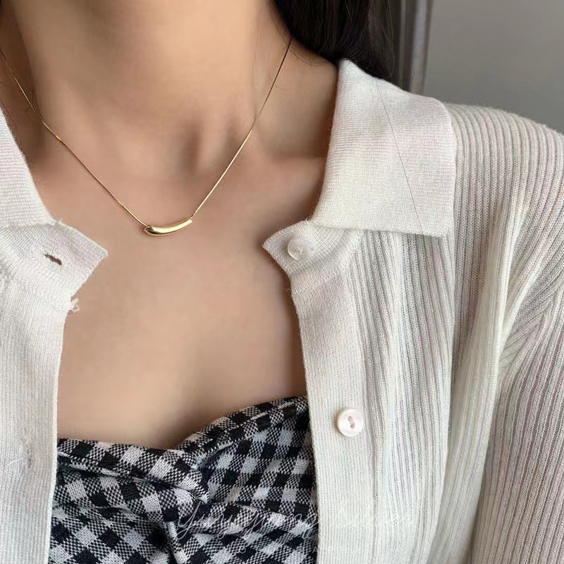 金メッキ銀メッキネックレス女幾何学水滴エルボネックチェーンins冷淡風ファッションシンプル小衆鎖骨チェーン女|undefined