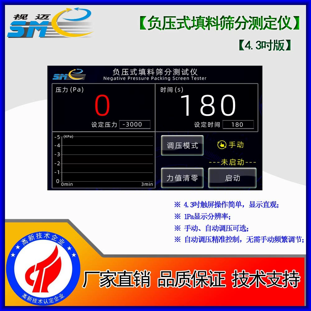 Май-отрицательный насадочный просеивающий измеритель-4,3-дюймовый экран/ручной/автоматический/