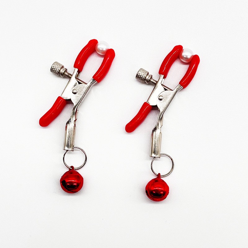 Nipple Clamps with Single Bell, Pink, Couple’s Flirtation Adult Toy — detail image 3