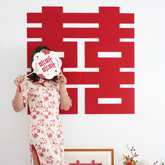 ロック美家居結婚専用喜字シール男女の結婚部屋の配置装飾超大型号の結婚祝いのドアの貼り付け
