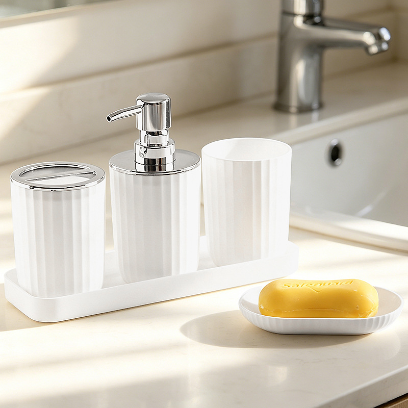 Juego de Accesorios de Baño de Bambú de Plástico