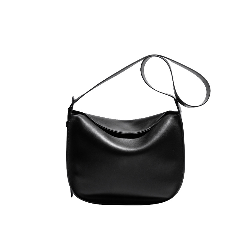 Tote leather large women's commuting 2024 new model, cowhide bucket bag, simple casual single shoulder crossbody bag_voghion.com