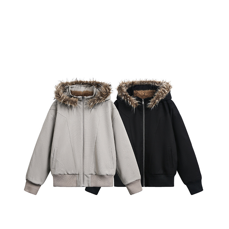 Eme Silver Fox Detachable Deconstructed Zuo Shan Diao Hooded Jacket for Men and Women Autumn and Winter Washed Military Canvas Jacket Cotton Jacket