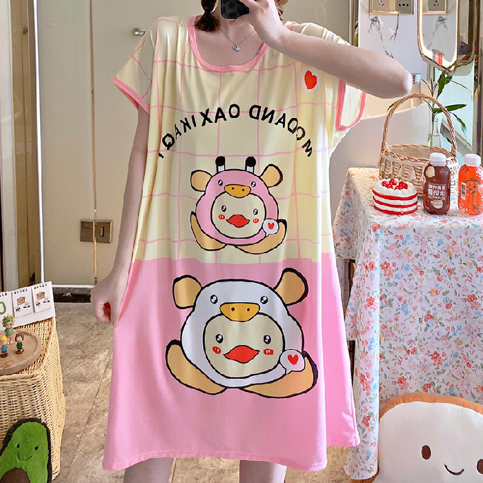 Ventas directas de la fábrica una variedad de pijamas camisón de las mujeres Vestido de manga corta suelta de dibujos animados de verano transfronterizo Comercio exterior al por mayor Sudeste de Asia