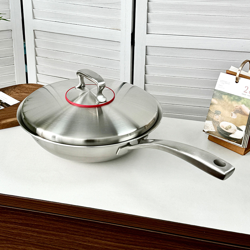 Chockmen Zhuo Deming 18 / 10 olla de acero inoxidable casera cubierta de acero de fondo grueso de tres capas de acero estofado olla de frita